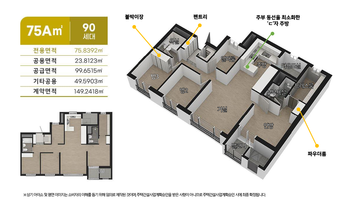 75A㎡ 세대 평면도